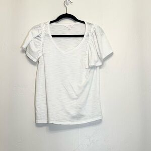 White Ruffled Sleeve Women's Top